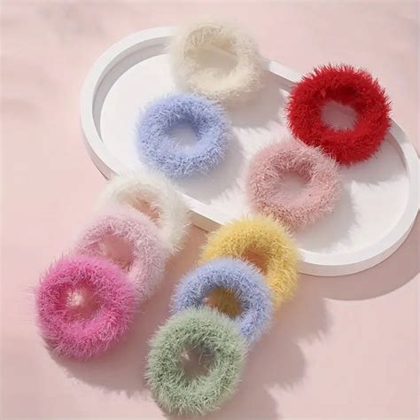 AM1044 Fuzzy Hair Scrunchies Soft Hair Elastic Band For Women and Girl ...