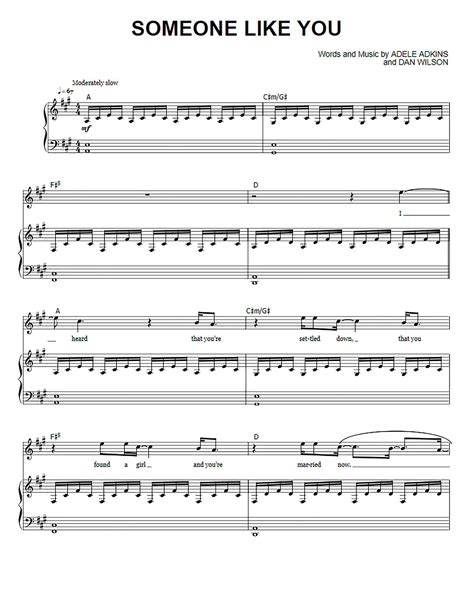 Adele - Someone Like You Sheet Music - Piano Solo Arrangement, Digital Download, Music Notes ...