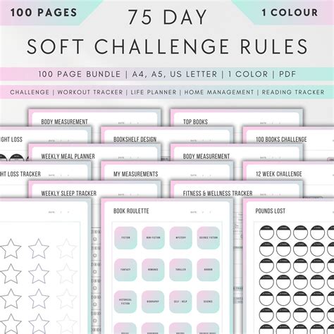 75 Day Soft Challenge Rules Printable, 75 Soft Challenge Tracker, 75 ...