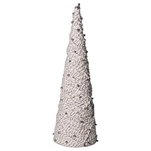Creative Co-op 18" Metallic Yarn Cone Silver Jingle Bells Tree, White ...