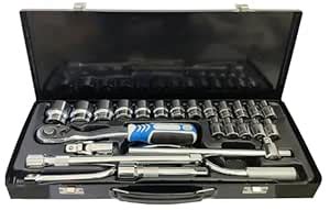 Inditrust Heavy 24pcs Socket Ratchet Wrench Set 1/2 inch Ratchet Left ...