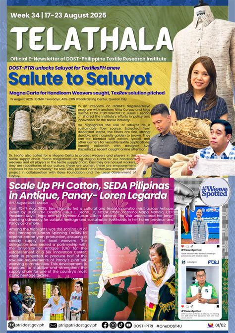 Philippine Textile Research Institute - Telathala Week 34 Issue | 17-23 ...