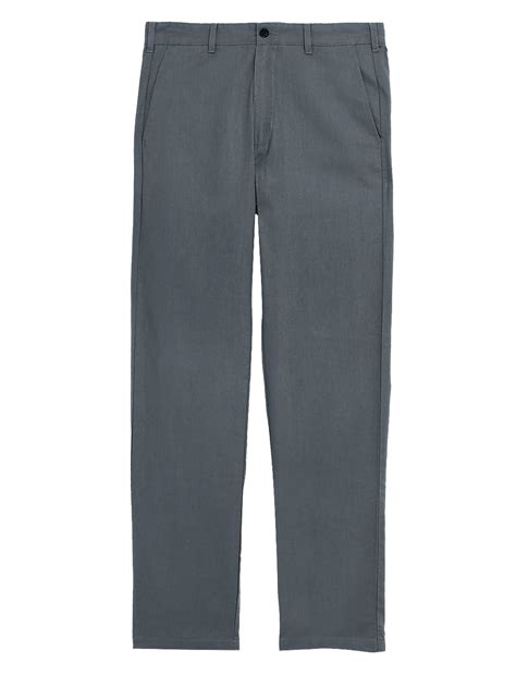 Buy Linen Mix Plain Regular Fit Trousers at Marks & Spencer