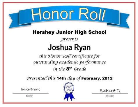 Free Printable Honor Roll Certificate Templates [Word, Excel, PDF] Sample