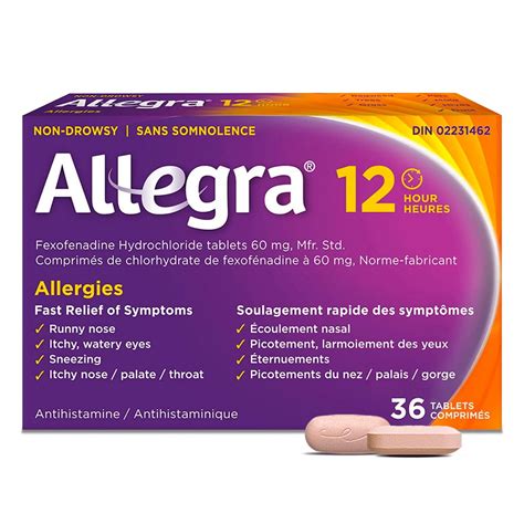 Allegra 12 Hour Allergy Medication, Non-Drowsy, Fast, Multi-Symptom Allergy Relief Medicine for ...