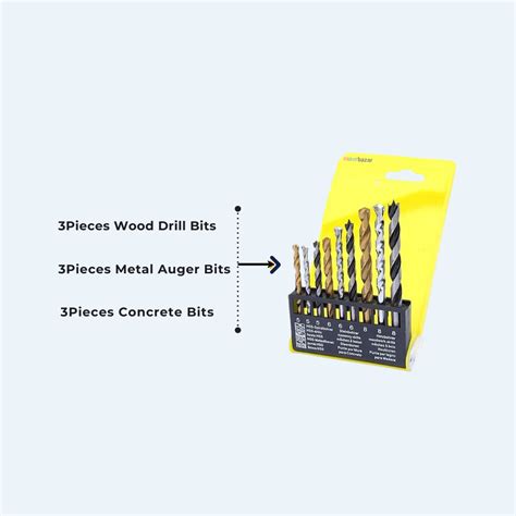 Multipurpose Drill Bit Set for Metal Wood Masonry