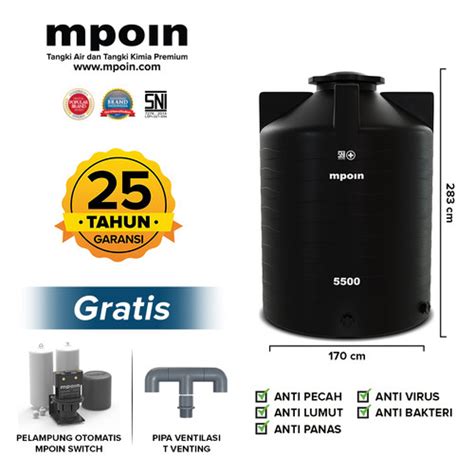 Jual Tangki Air MPOIN PLUS 5500 liter WAVE | Tandon Air | Toren Air ...
