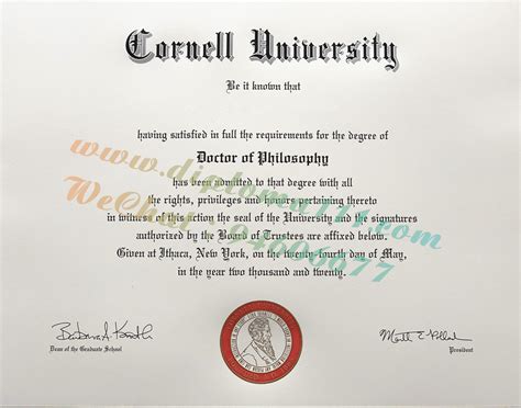 展示康奈尔大学博士毕业证样板|补办美国Cornell高等教育文凭学历