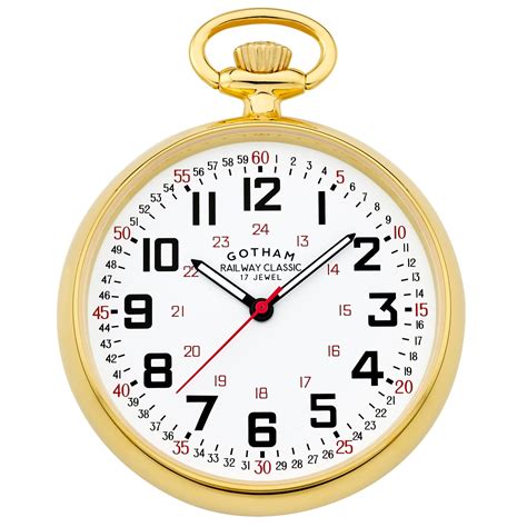 Gotham Men's Gold-Plated Stainless Steel Mechanical Hand Wind Railroad ...