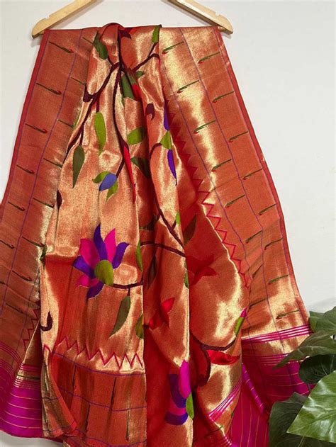 Golden & Pink Paithani Silk Dupatta