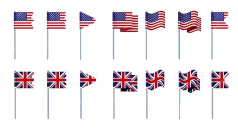 Premium Vector | Uk usa british american union flags isolated set flat ...