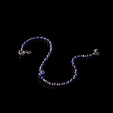 Evil eye beaded anklet (Purple) – StylishKudi