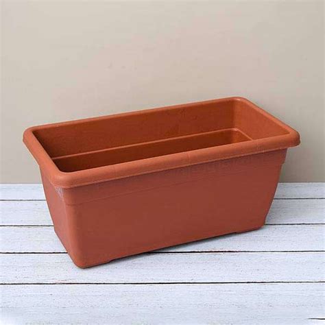 Buy 17.7 inch (45 cm) Small Window Rectangle Plastic Pot (Terracotta ...