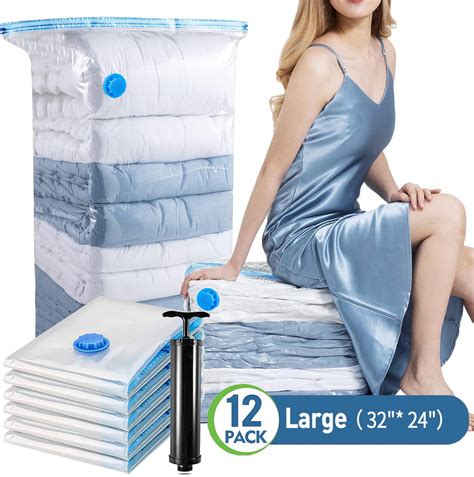 12 Pack Vacuum Storage Bags with Pump, Space Saver for Clothes, Bedding ...