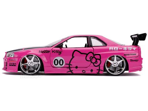 "Hello Kitty" Nissan Skyline GT-R (R34) w/ Figure 1:24 Scale - Jada Di ...