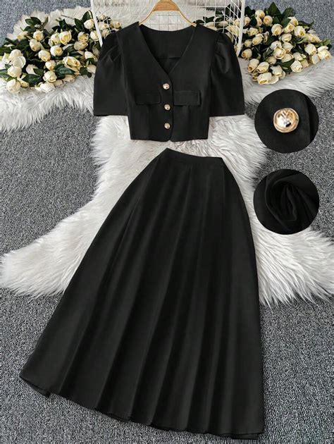 DreamSkyne Exquisite & Elegant 2pcs/Set Women Plus Size Solid Color ...