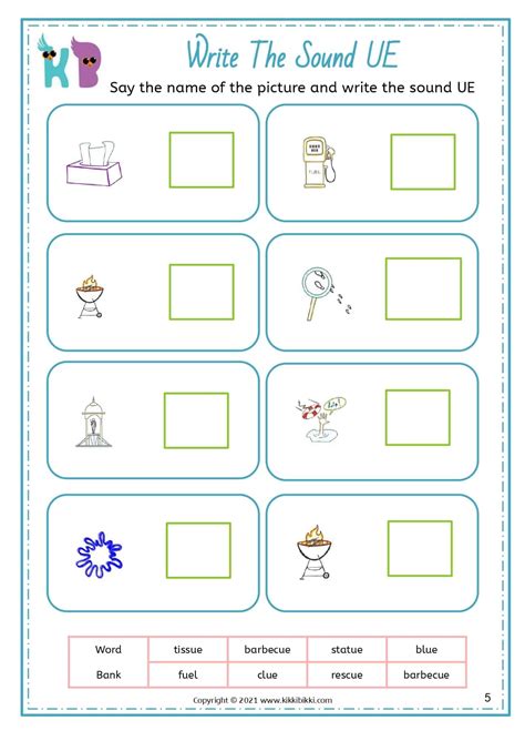 ue Sound Words Worksheets - Free Phonics Printable - KikkiBikki
