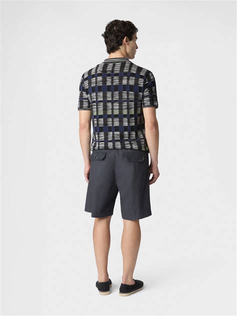 Cotton canvas Bermuda shorts with zigzag insert Beige& White | Missoni