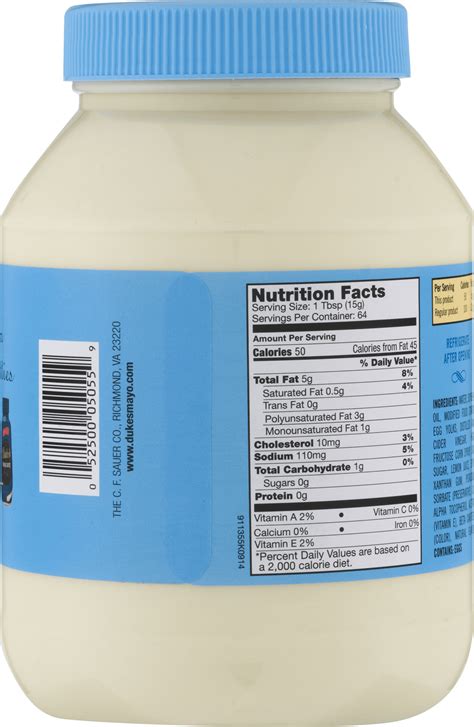 Mayonnaise Nutritional Facts at Carolyn Cotter blog