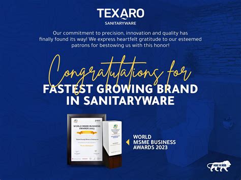 Texaro Sanitaryware Awarded 'Fastest Growing Brand in Indian ...