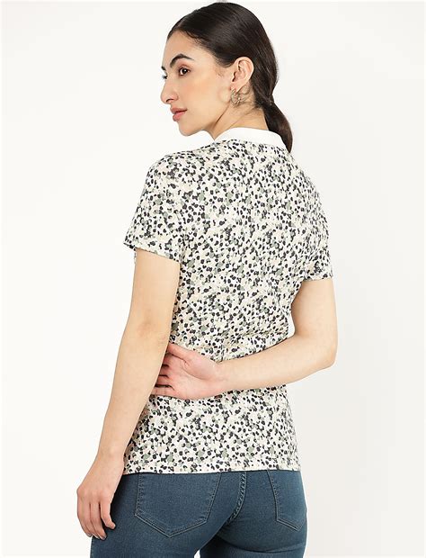 Pure Cotton Printed Collar Neck T-Shirt