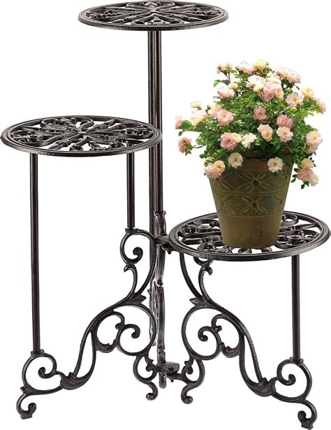 Amazon.com: OwnMy 3 Tier Heavy Duty Cast Iron Plant Stand Foldable ...