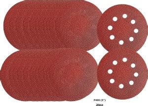 Inditrust 20pc 5inch Sand paper size P400 (400 Grit) 8 Hole Round ...