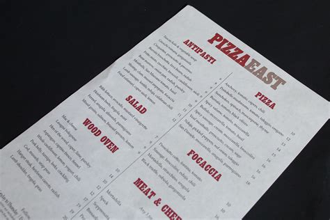 Pizza East Menu | U.S. Pizza Museum