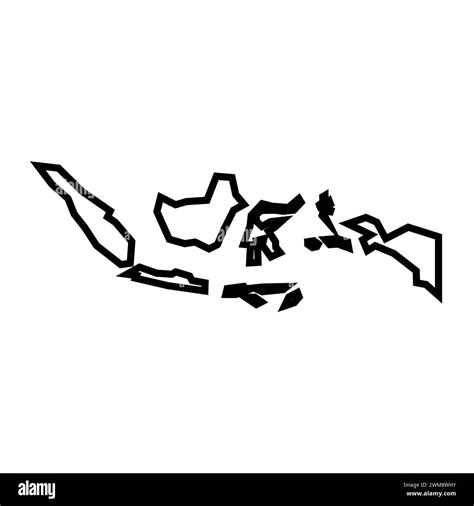 Indonesia country thick black outline silhouette. Simplified map. Vector icon isolated on white ...