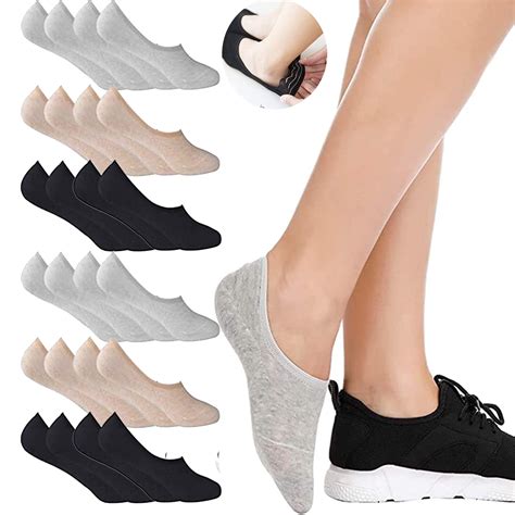 12 Pairs No Show Socks For Women, Women's Cotton Invisible Socks Non ...