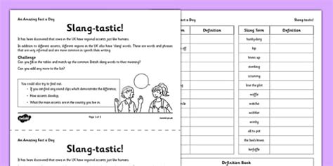 Slang-Tastic Worksheet / Worksheet (teacher made) - Twinkl