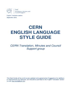 Fillable Online CERN ENGLISH LANGUAGE STYLE GUIDE Fax Email Print ...