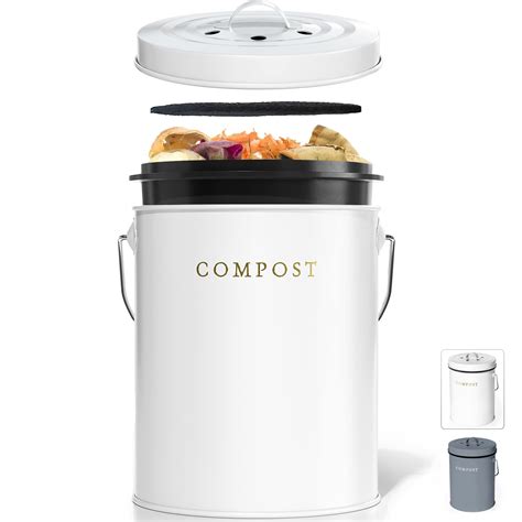 Buy White Compost Bin Kitchen Counter, Kitchen Compost Bin Countertop ...