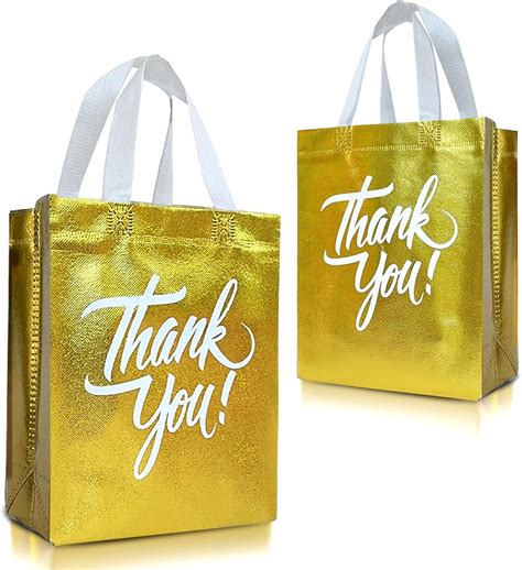 Amazon.com: Nush Nush Gold Thank You Gift Bags Bulk Medium – Set of 12 ...