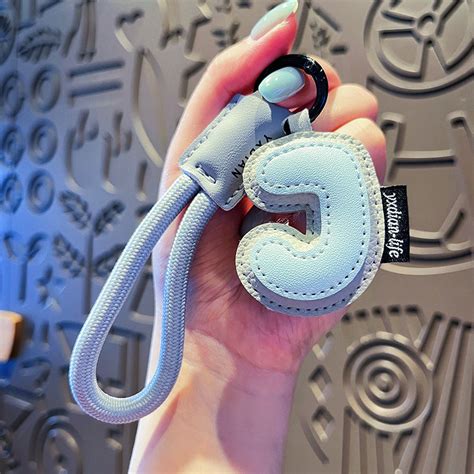 Signature Style Leather Letter Keychain