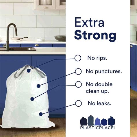 Plasticplace 21-Gallons White Plastic Kitchen Drawstring Trash Bag (100 ...