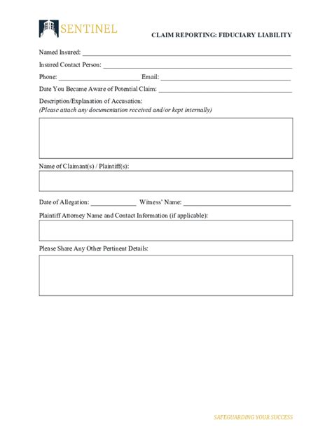 Fillable Online Fiduciary Liability Claim Reporting Fax Email Print ...