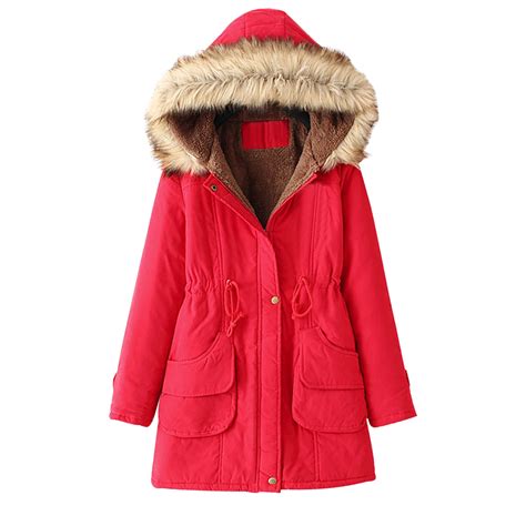 Hfyihgf Women's Hooded Winter Coat Long Warm Fleeced Lined Long Jackets ...