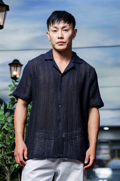 Unisex Relaxed Fit Black Cotton Crochet Resort Shirt – House of Koala