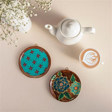 Mirai woods ® Chitraksh Wooden Wall Plates Decor Hanging | Living Room ...