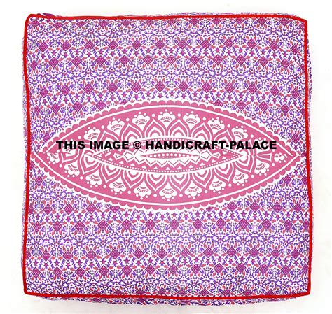 Indian Ombre Cotton Square Ottoman Poufs Dog Bed Sham Mandala Pink ...