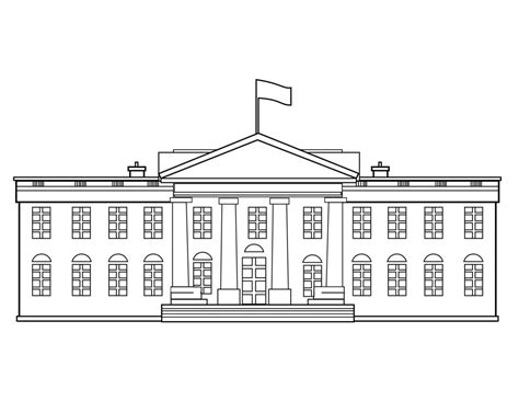 Line Drawing of the White House Front View Black and White 14072902 ...