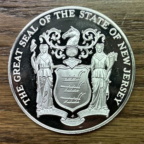 New Jersey State Seal 1 Troy Oz Sterling Silver Round Medal - Ships ...