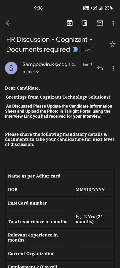 Cognizant — Awaiting for offer letter | 3126023