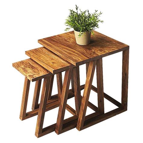 Craftatoz Nesting Table Solid Wood | Nesting Coffee Table | Nesting ...