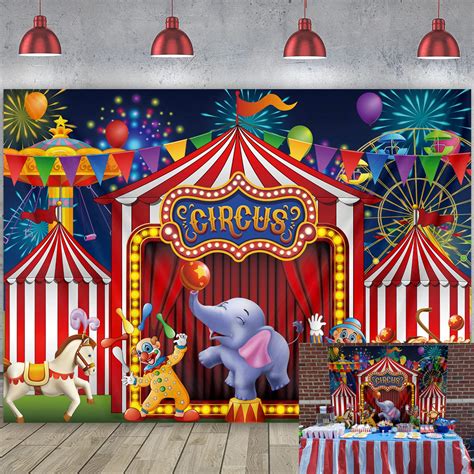 Gya5x3ft Red Circus Backdrop Amusement Park Tents Stratus Playground ...