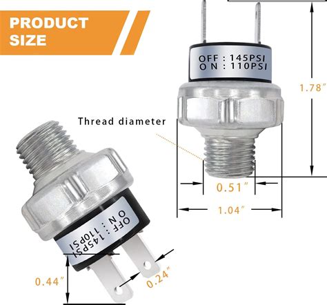 Buy mankk Air Pressure Switch 110-145 PSI Thread 1/4NPT 24V 12V DC Air ...