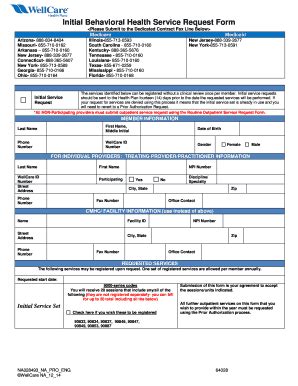 Fillable Online Initial Behavioral Health Service Request Form Fax ...