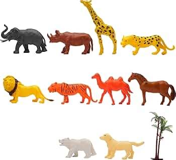 ToyMagic Animal Set 12Pcs - Wild Animal Figures (10 pcs) with ...