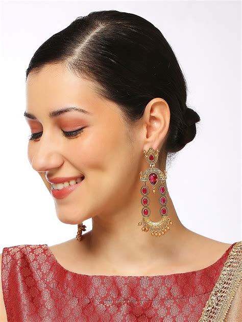 OOMPH MAROON JADAU KUNDAN CONTEMPORARY DANGLER – Kaiah